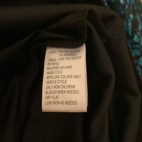 Maggy London Midi Dress, Dressy Professional, 3/4 sleeve, Blues/Greens, Back Zip - Picture 10 of 12